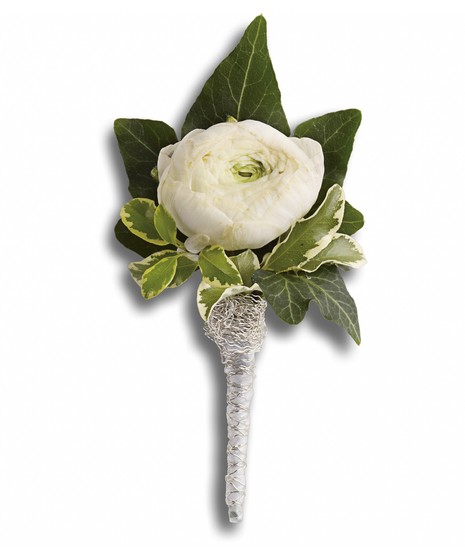 White Ranunculus Boutonniere