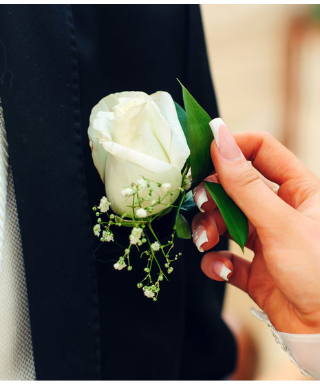 Single White Rose Boutonniere