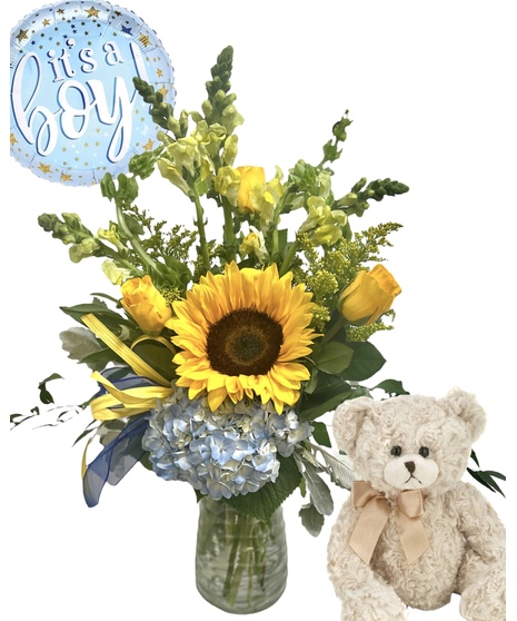 Sunflowers, Teddy Bear, Hydrangea